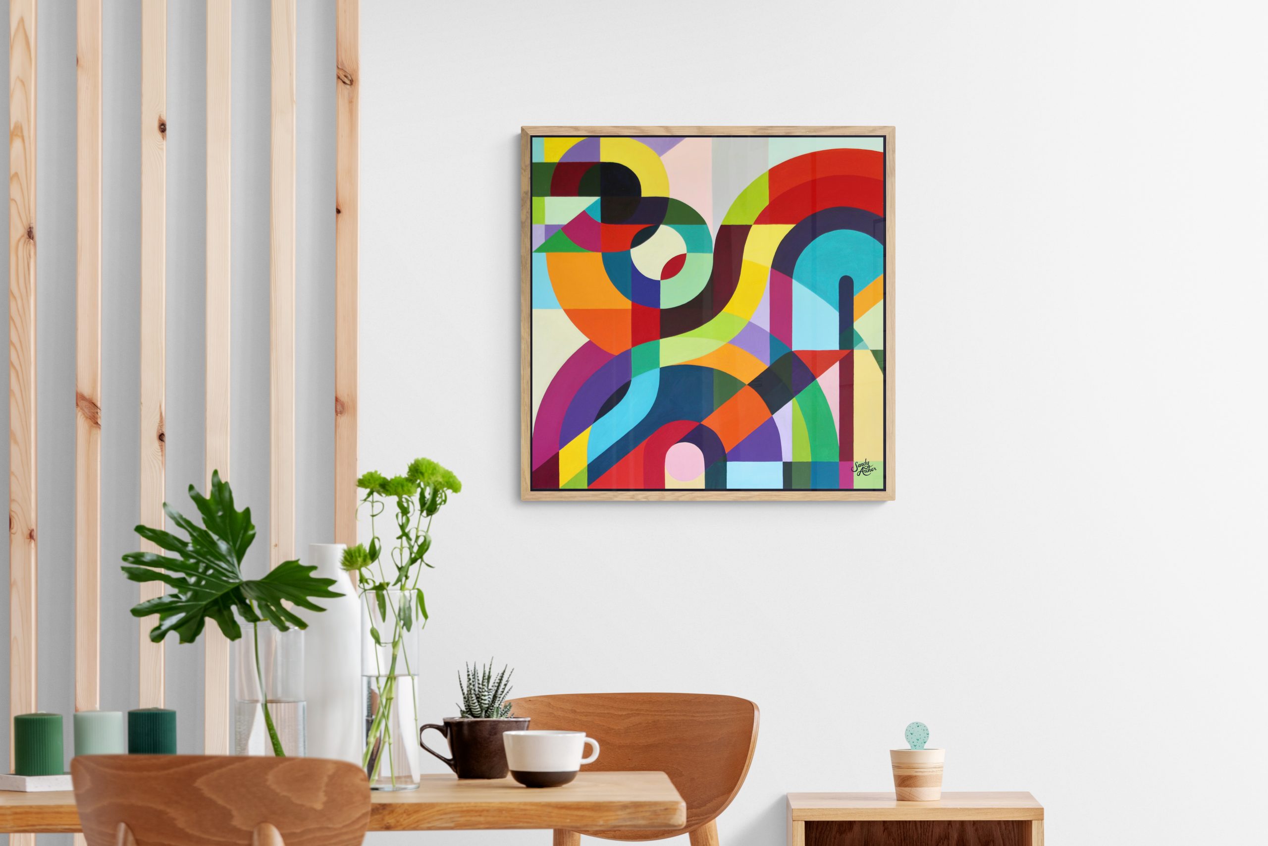 Abstract Artwork in dining room