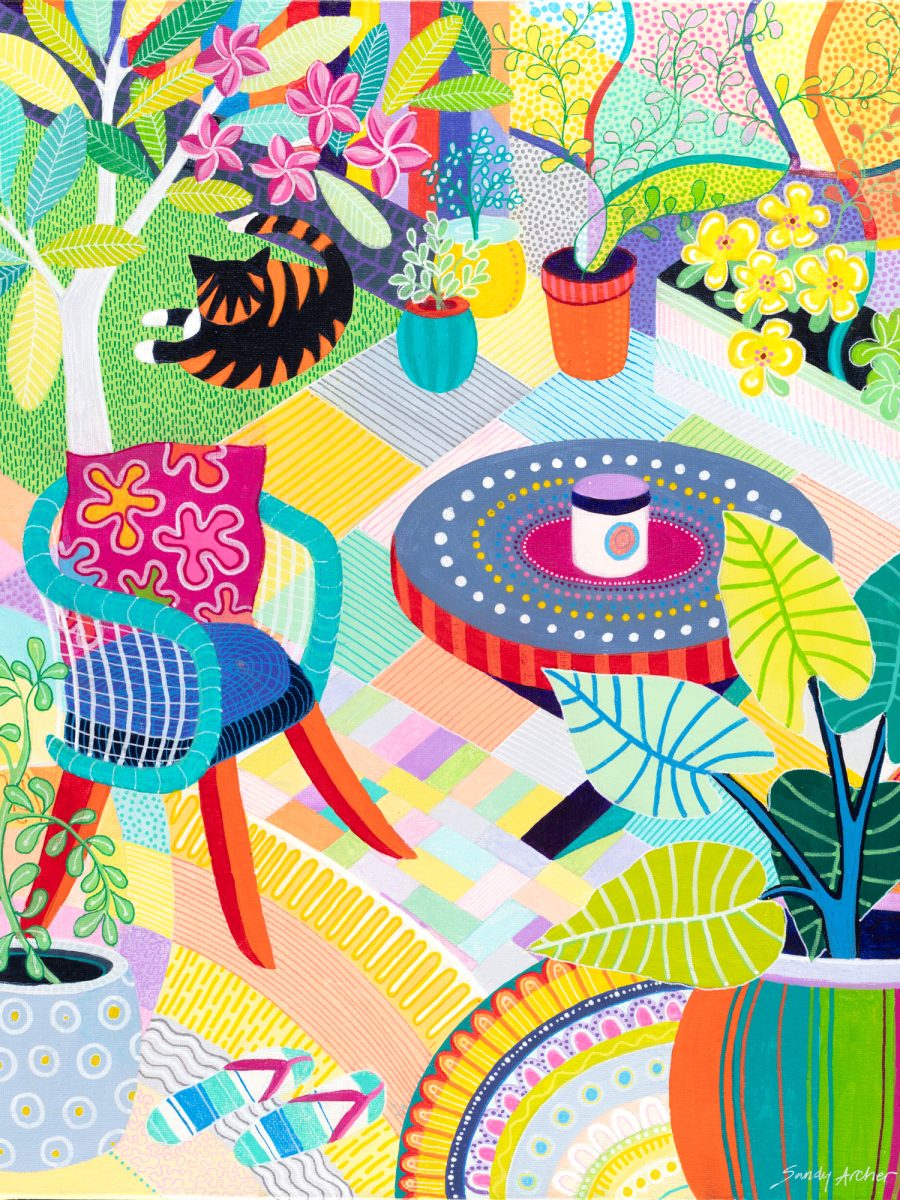 Robin's Garden - Original painting by Sandy Archer