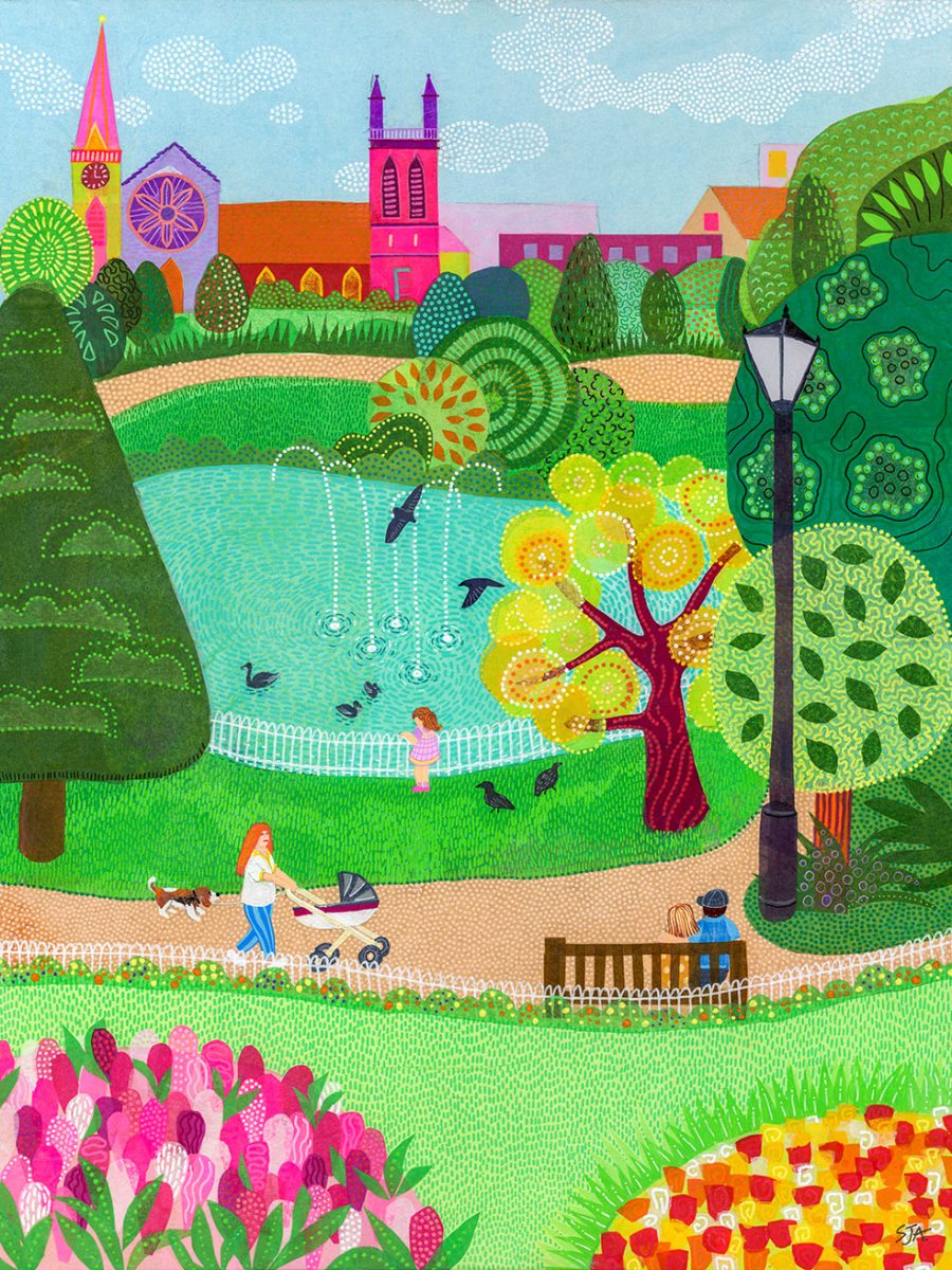 Jephson Gardens - Original painting by Sandy Archer